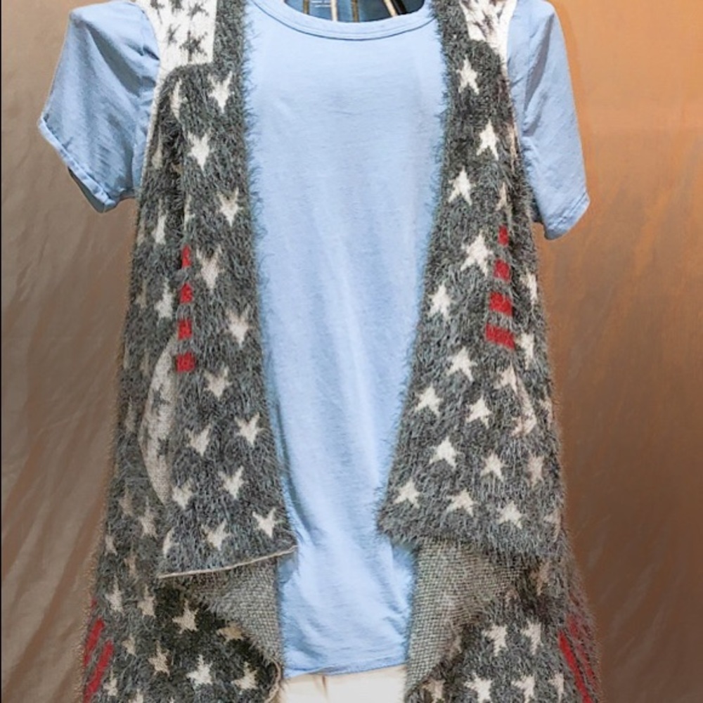 Rq Eyelash Americana USA Vest Grey